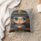 愛らしい大きな目クレオパトラクイーンガールドール クッション (ブランケット)