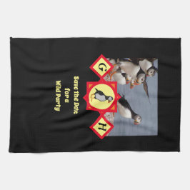 愛らしい大西洋のパフィン漫画モノグラム写真 キッチンタオル