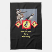 愛らしい大西洋のパフィン漫画モノグラム写真 キッチンタオル (縦)