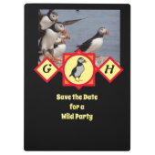 愛らしい大西洋のパフィン漫画モノグラム写真 クリップボード (裏面)