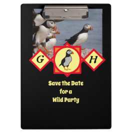 愛らしい大西洋のパフィン漫画モノグラム写真 クリップボード