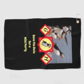 愛らしい大西洋のパフィン漫画モノグラム写真 ゴルフタオル (横)