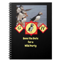 愛らしい大西洋のパフィン漫画モノグラム写真