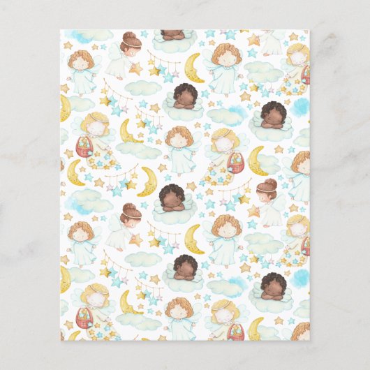 愛らしい天使と星の水彩画 (正面)