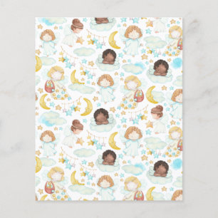 愛らしい天使と星の水彩画