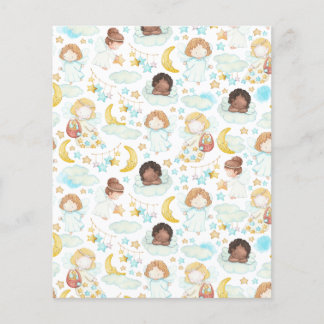 愛らしい天使と星の水彩画