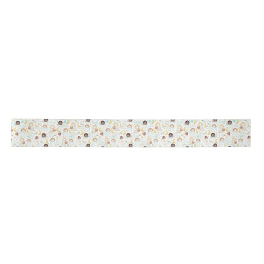 愛らしい天使と星の水彩画 サテンリボン (正面)