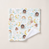 愛らしい天使と星の水彩画 バスタオルセット (ウォッシュタオル)