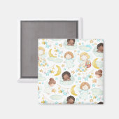 愛らしい天使と星の水彩画 マグネット (正面/裏面)