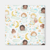 愛らしい天使と星の水彩画 マグネット (正面)