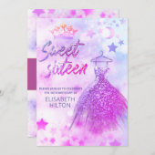 愛らしい天月と星のsweet sixteen 招待状 (正面/裏面)