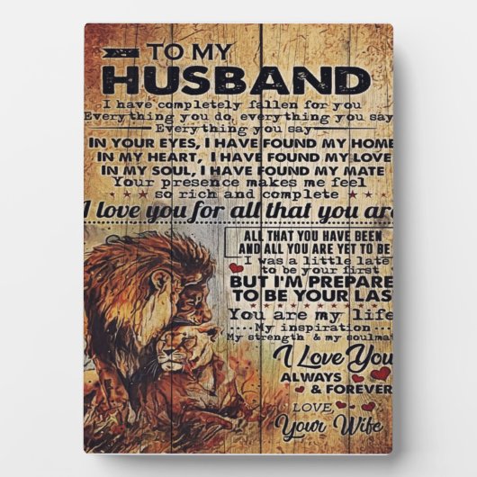 愛らしい夫への手紙 |男性への素敵な贈り物 フォトプラーク (正面)