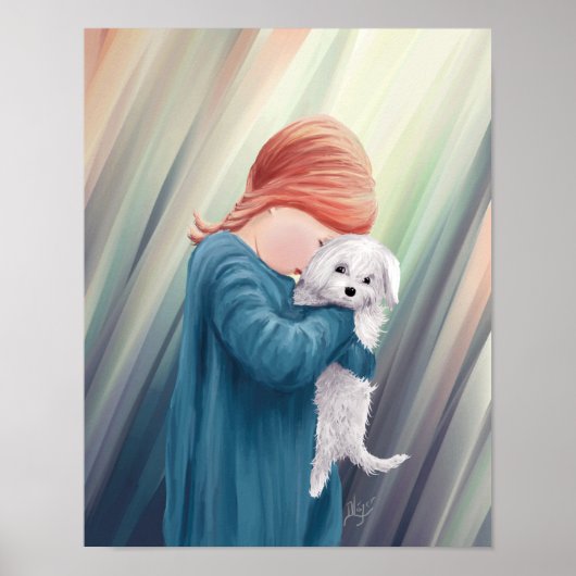 愛らしい女の子と犬 ポスター (正面)