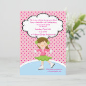 愛らしい女の子のアイススケートの誕生日の招待状 招待状 (スタンド正面)