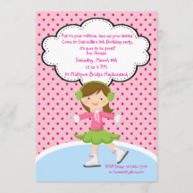 愛らしい女の子のアイススケートの誕生日の招待状