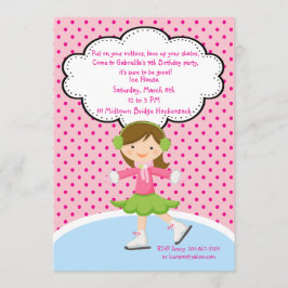 愛らしい女の子のアイススケートの誕生日の招待状 招待状