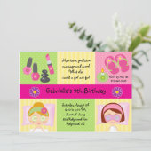 愛らしい女の子のスパのパーティーの誕生日の招待状 招待状 (スタンド正面)