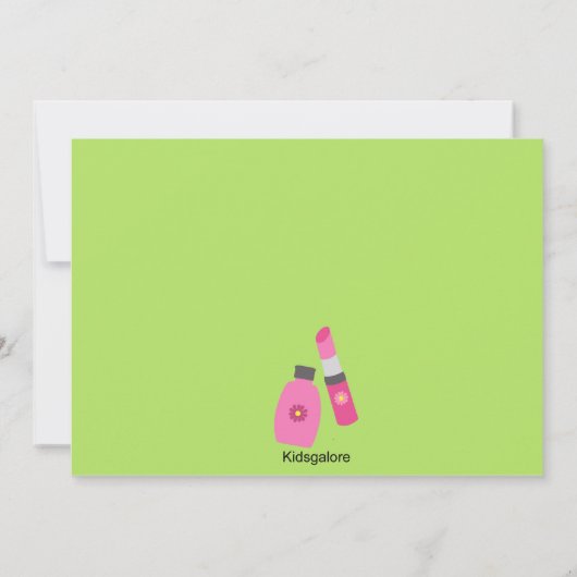 愛らしい女の子のスパのパーティーの誕生日の招待状 招待状 (裏面)