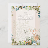 愛らしい女の子ウッドランドディアベビーシャワーコーラルInv 招待状 (裏面)