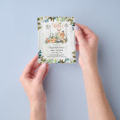 愛らしい女の子ウッドランドディアベビーシャワー素朴イン チラシ (手)