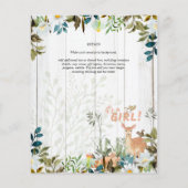 愛らしい女の子ウッドランドディアベビーシャワー素朴イン チラシ (裏面)