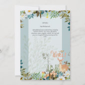 愛らしい女の子ウッドランドディアーベイビーシャワーセージInvi 招待状 (裏面)