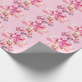 愛らしい女の子テディベアーヴィンテージカーベビーシャワー ラッピングペーパー (角)