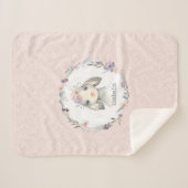 愛らしい女の子ベビー子羊と子供の名前 シェルパブランケット (正面(横))