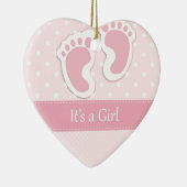 愛らしい女の赤ちゃんの足跡 セラミックオーナメント (右)