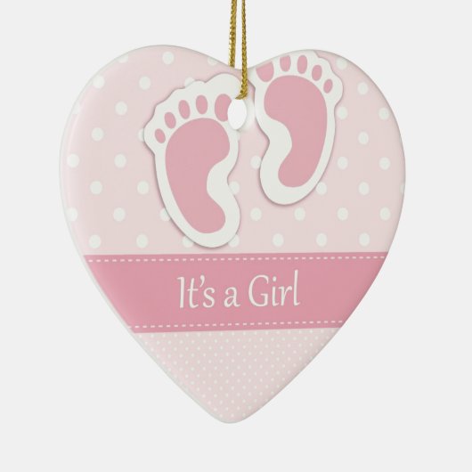 愛らしい女の赤ちゃんの足跡 セラミックオーナメント (右)