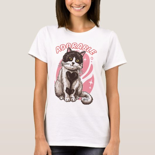 愛らしい女性の白シャツ Tシャツ (正面)