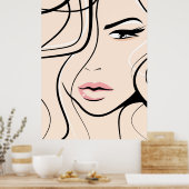 愛らしい女性の顔 ポスター (キッチン)