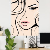 愛らしい女性の顔 ポスター (ホームオフィス)