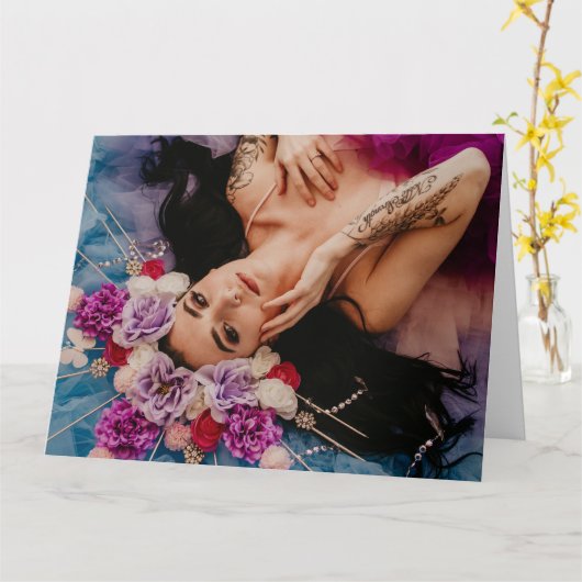 愛らしい女性女神グリーティングカード カード (黄色い花)