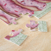 愛らしい好奇心旺盛なドーナ食べ物ツのナマケモノのママ ジグソーパズル (側面)