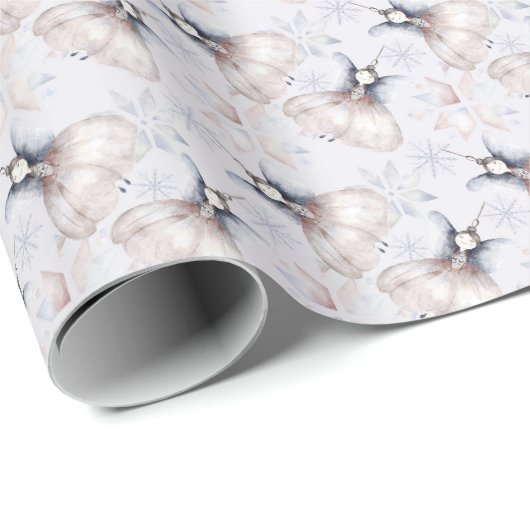 愛らしい妖精たち。ベージュの背景。クリスマス ラッピングペーパー (ロールコーナー)