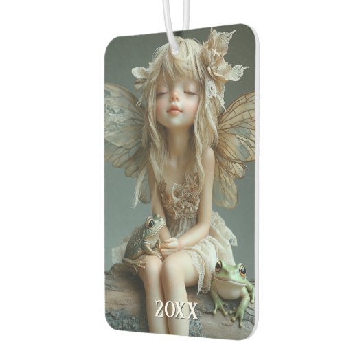 愛らしい妖精のフィギュアかわいらしウインググリーンカエル カーエアーフレッシュナー (左)