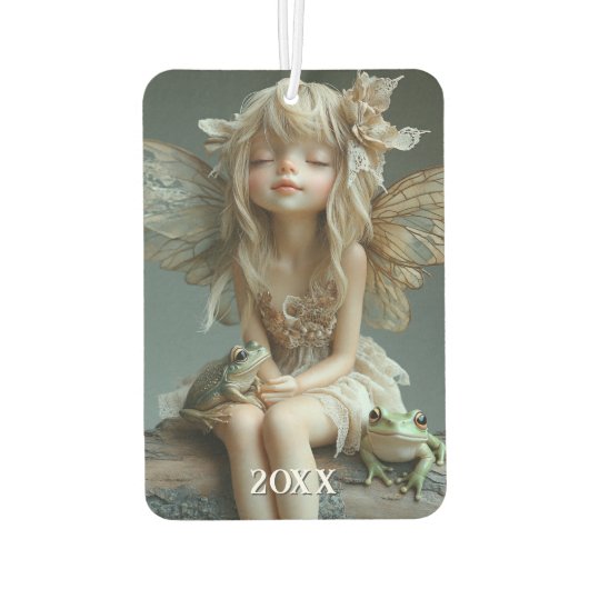 愛らしい妖精のフィギュアかわいらしウインググリーンカエル カーエアーフレッシュナー (裏面)