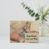 愛らしい妖精のヴィンテージ グランジ 誕生日 ポストカード (スタンド正面)