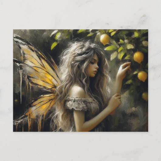 愛らしい妖精の摘みレモン ポストカード (正面)