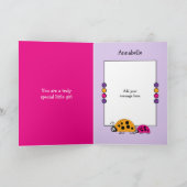 愛らしい姪のレディーバグのスペシャルガールパープルピンク カード (内部)