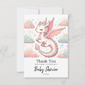 愛らしい威厳のあるドラゴンベビーシャワー サンキューカード (正面)