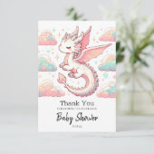 愛らしい威厳のあるドラゴンベビーシャワー サンキューカード (スタンド正面)