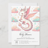 愛らしい威厳のあるドラゴンベビーシャワー 招待状 (正面)