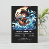 愛らしい威厳のある海賊誕生日 招待状 (スタンド正面)