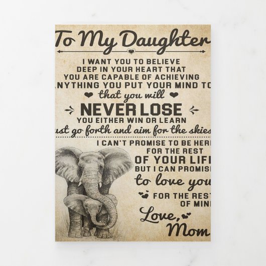 愛らしい娘への手紙 | 素敵なプレゼント 三つ折り案内状 (カバー)