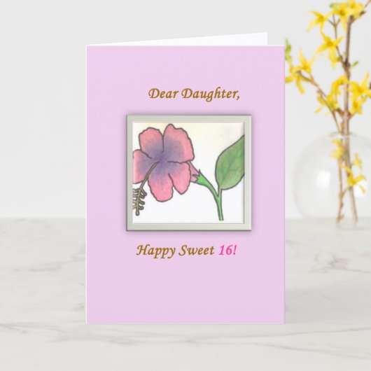愛らしい娘へ、ハッピースイート16のカード カード (黄色い花)