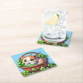 愛らしい子ネコちゃん、パトリックスの日おめでとう！ スクエアペーパーコースター (インサイチュ)