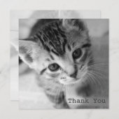 愛らしい子ネコの正方形の平らなサンキューカード サンキューカード (正面/裏面)