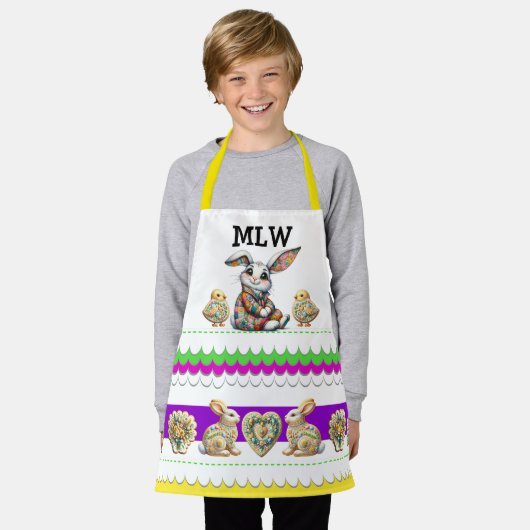 愛らしい子供のイースターエプロン エプロン (着用した状態)